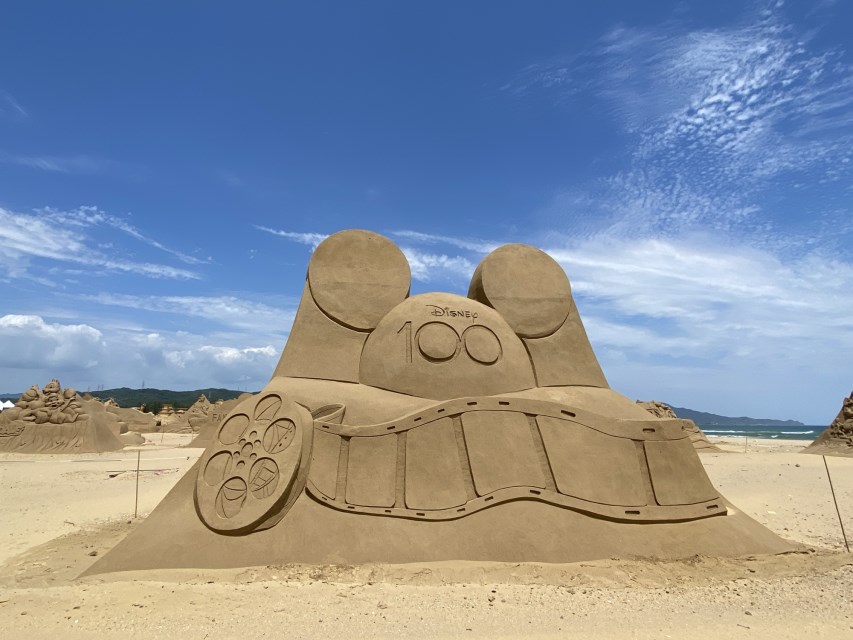 Disney themed sand sculptures