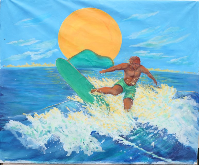 Waiao beach surfing