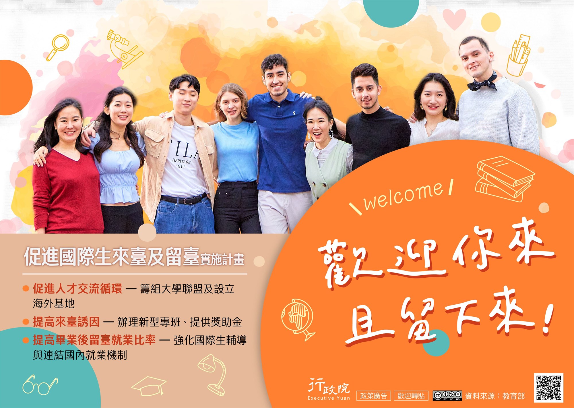 Поощряйте иностранных студентов приезжать и оставаться на Тайване.