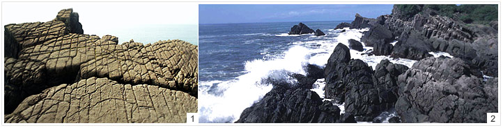 圖為 : 1.北關豆腐岩、2.北關海潮公園
